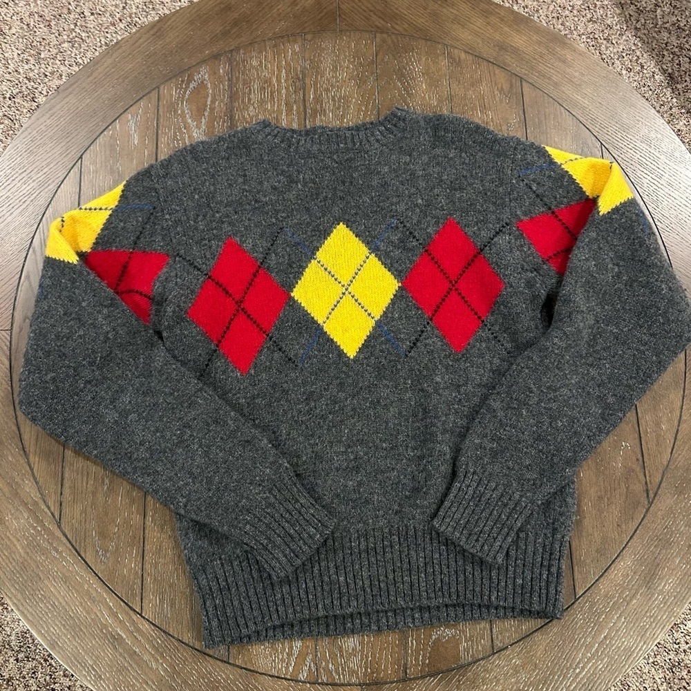 Vintage Christopher Hayes Crewneck 100% Wool Knit Argyle Sweater Size Large - Picture 1 of 8